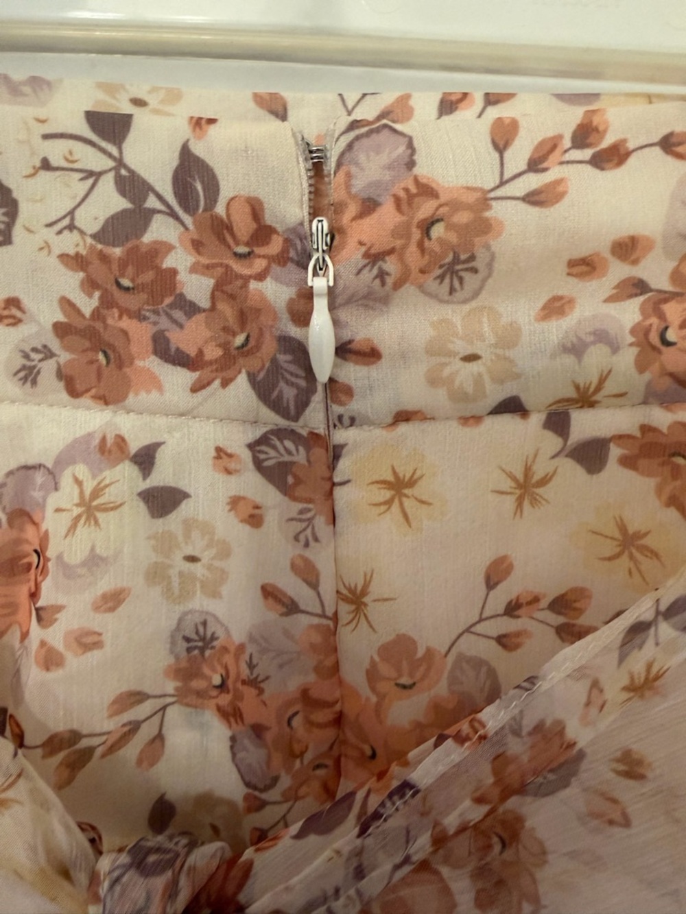 Tiered Floral Chiffon Skort in Cream and Brown - Picture 4 of 7